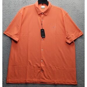 Greg Norman Golf Performance Button Up Polo Shirt Mens XXXL Orange Play Dry Slit
